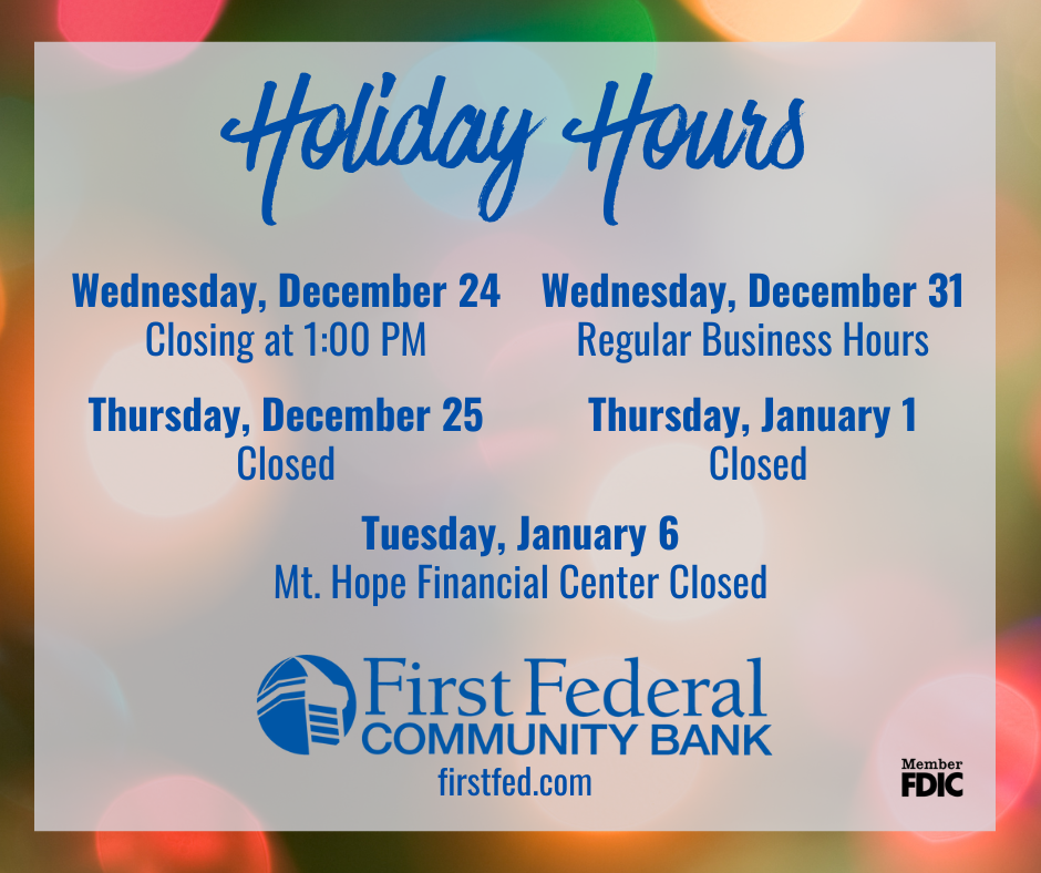2025 Christmas and New Year's Holiday Hours